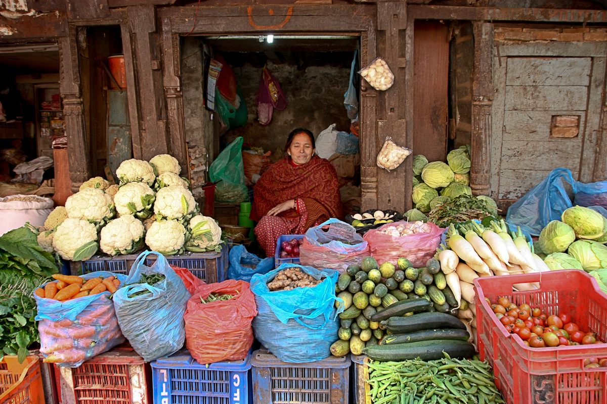 Verkoopster in Kathmandu 