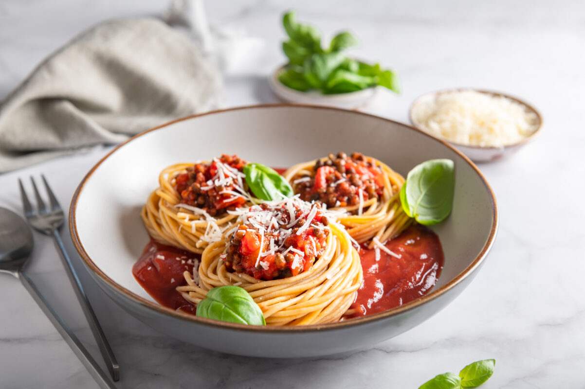 Spaghetti bolognese met linzen