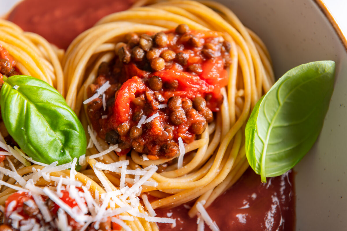 Spaghetti bolognese met linzen