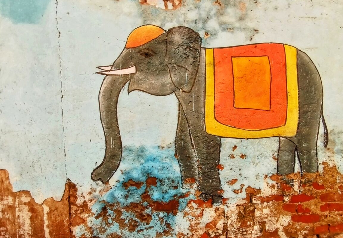 Muurschildering in Varanasi